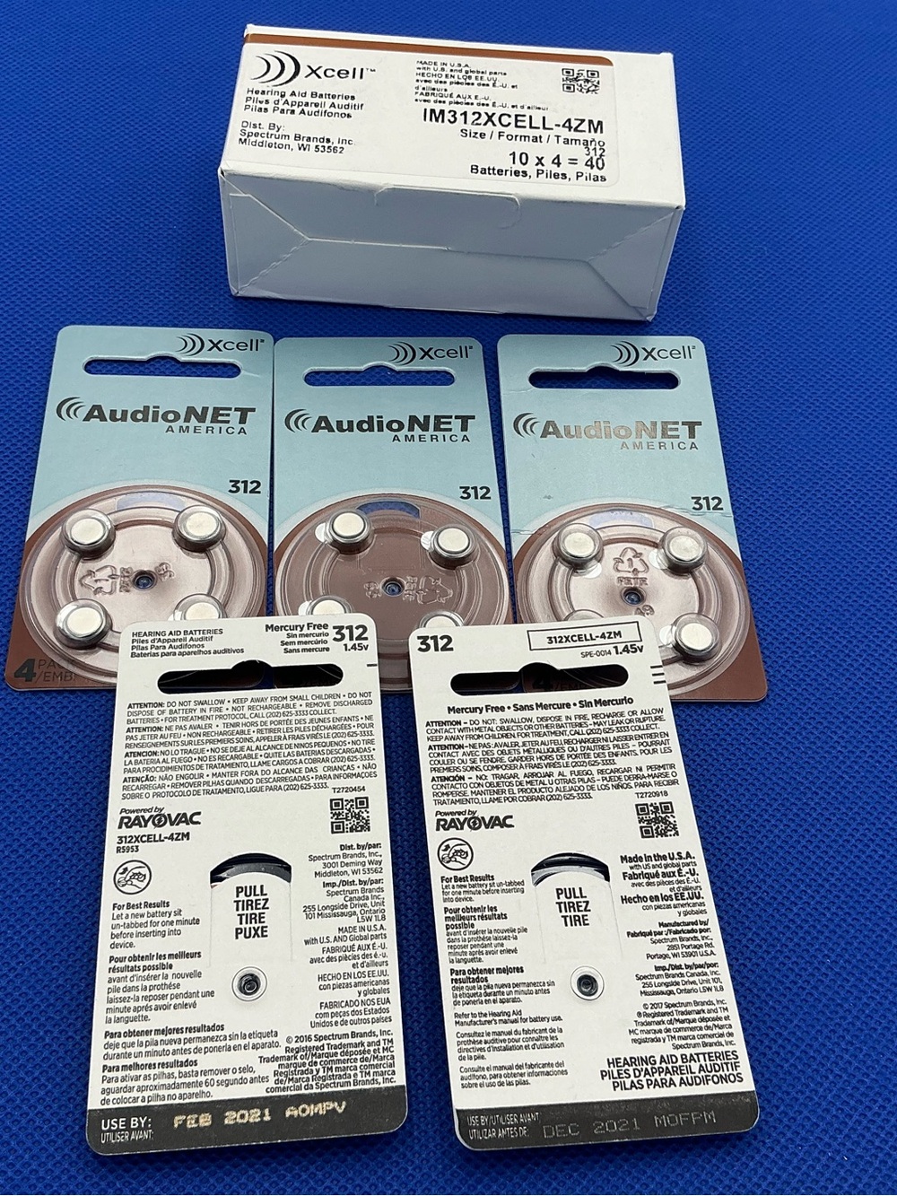 Xcell AudioNET 312 Hearing Aid Batteries - Silver & Brown Packaging